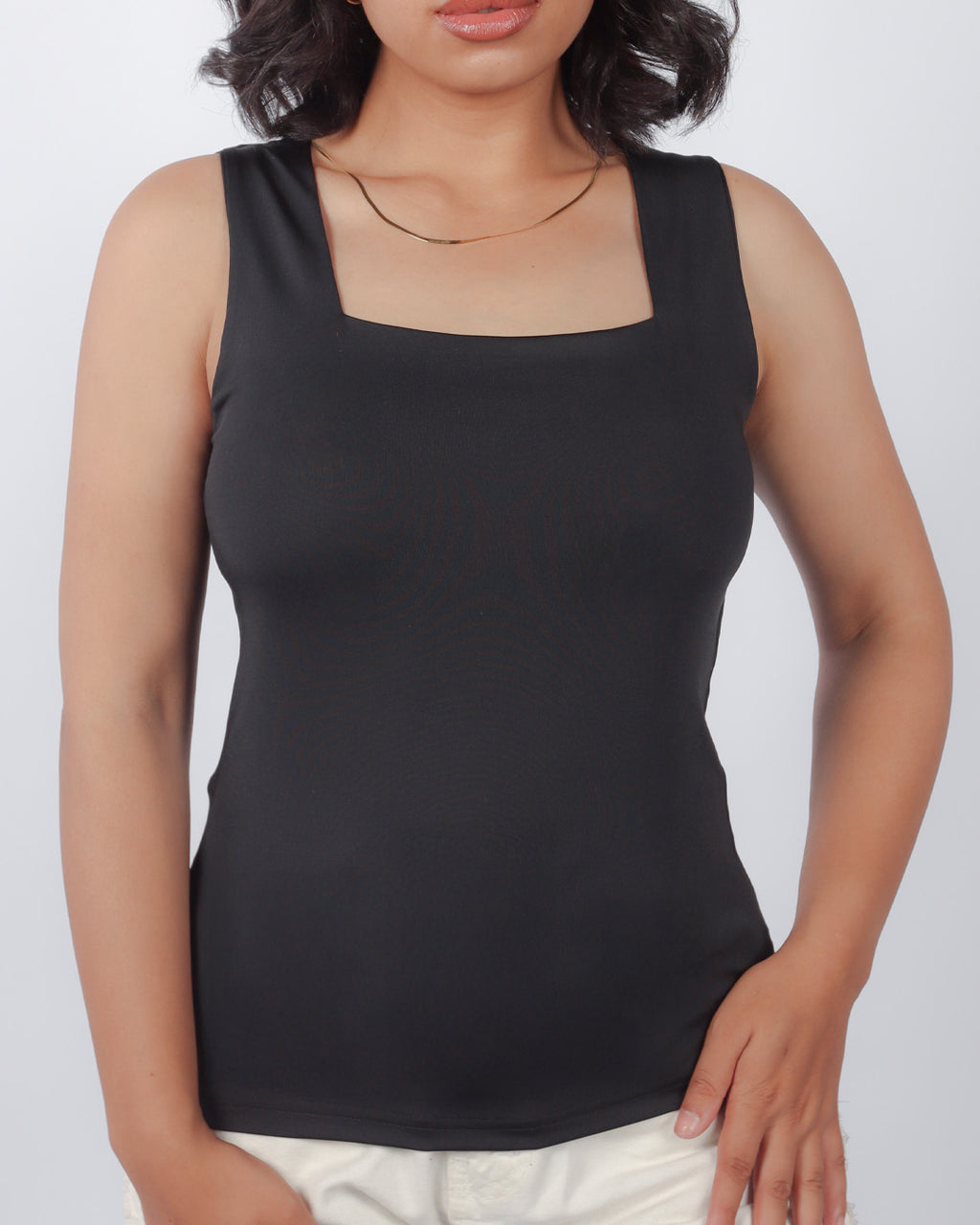 Straight Cut Sleeveless Tee – Soft Everyday Basic Black